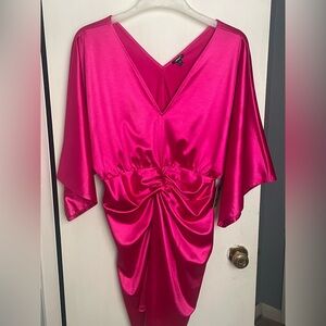 Express Ladies Vibrant Pink Satin Dress